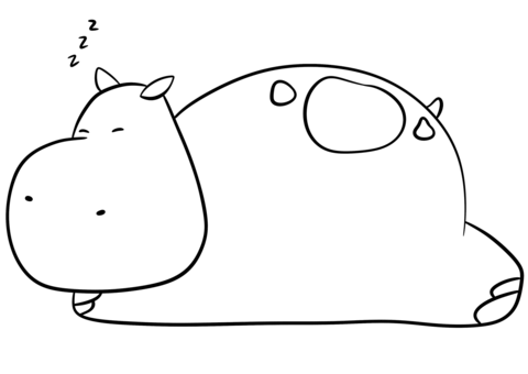 Sleeping Hippo Coloring Page